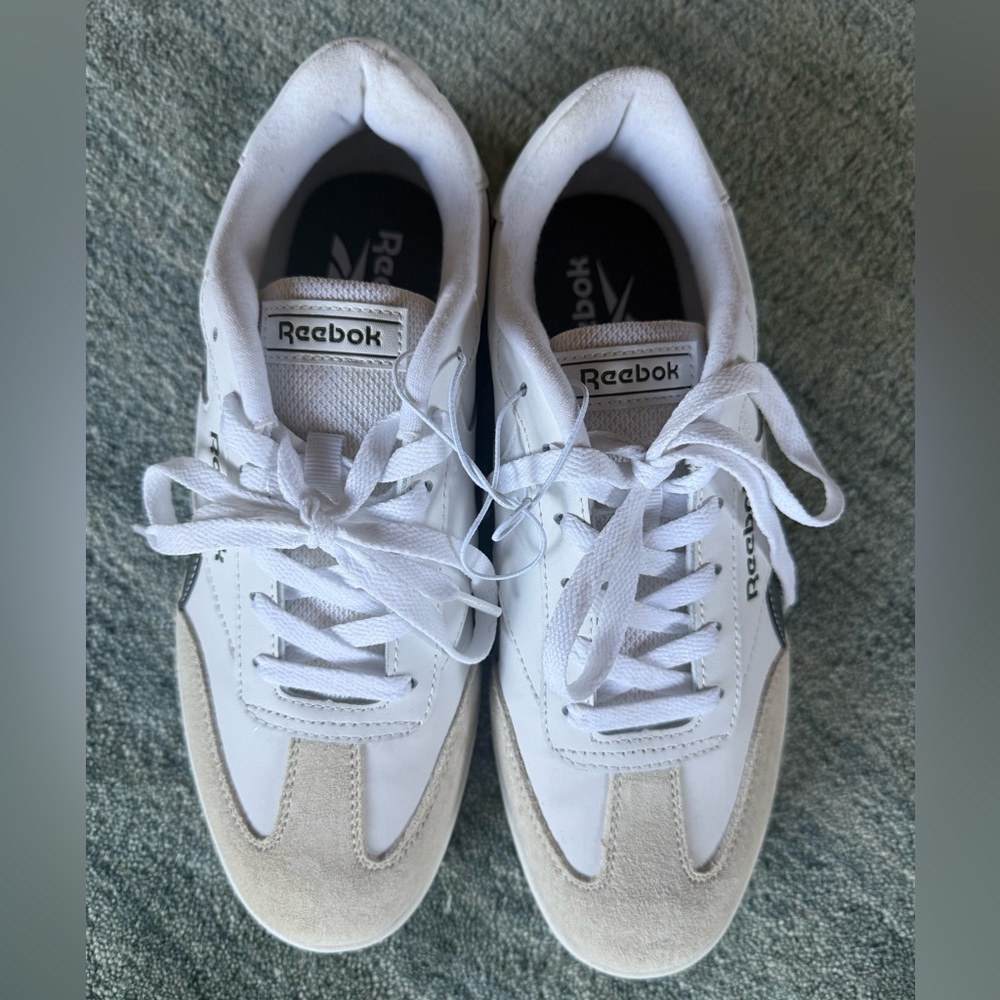 Men’s Reebok White and Gray Retro-Inspired Sneakers